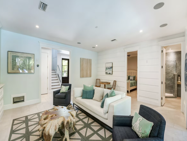 Lower level living area right off the pool deck.